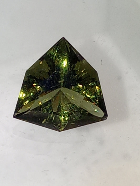 moldavite gemstone, KADENZE(TM) COLLECTION, 8mmx8mm specialty trillion cut