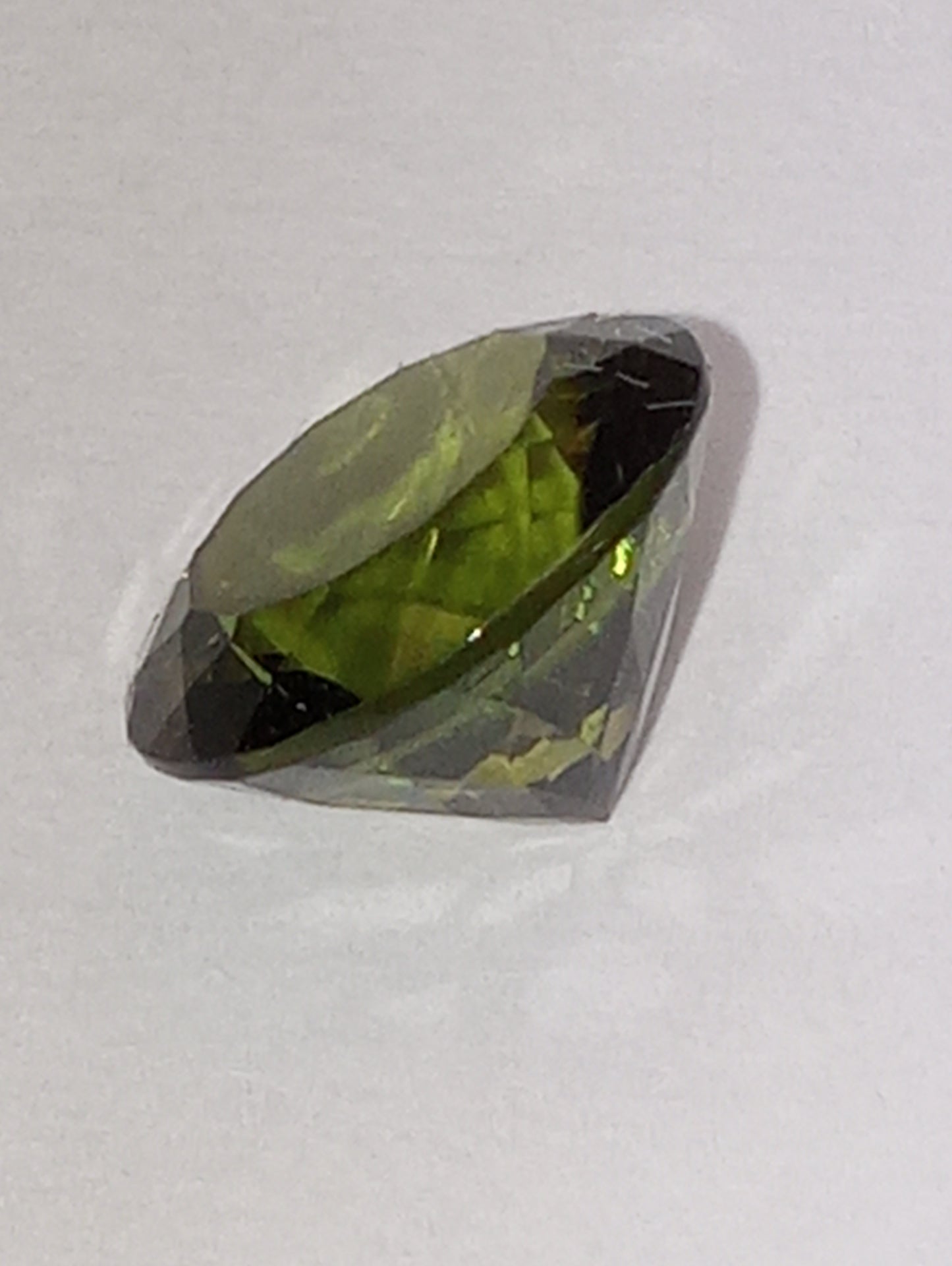 moldavite gemstone, 9mm round cut, 2.13ct