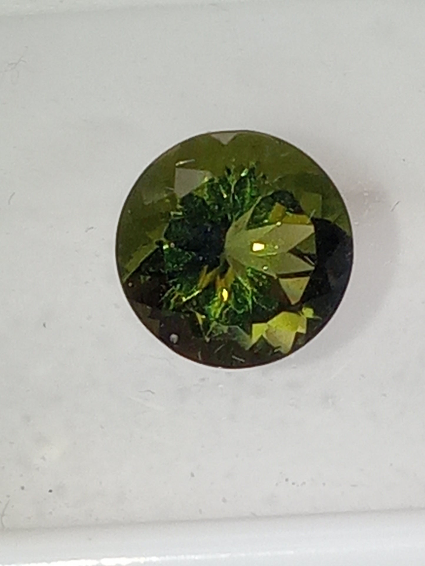 moldavite gemstone, 9mm round cut, 2.13ct