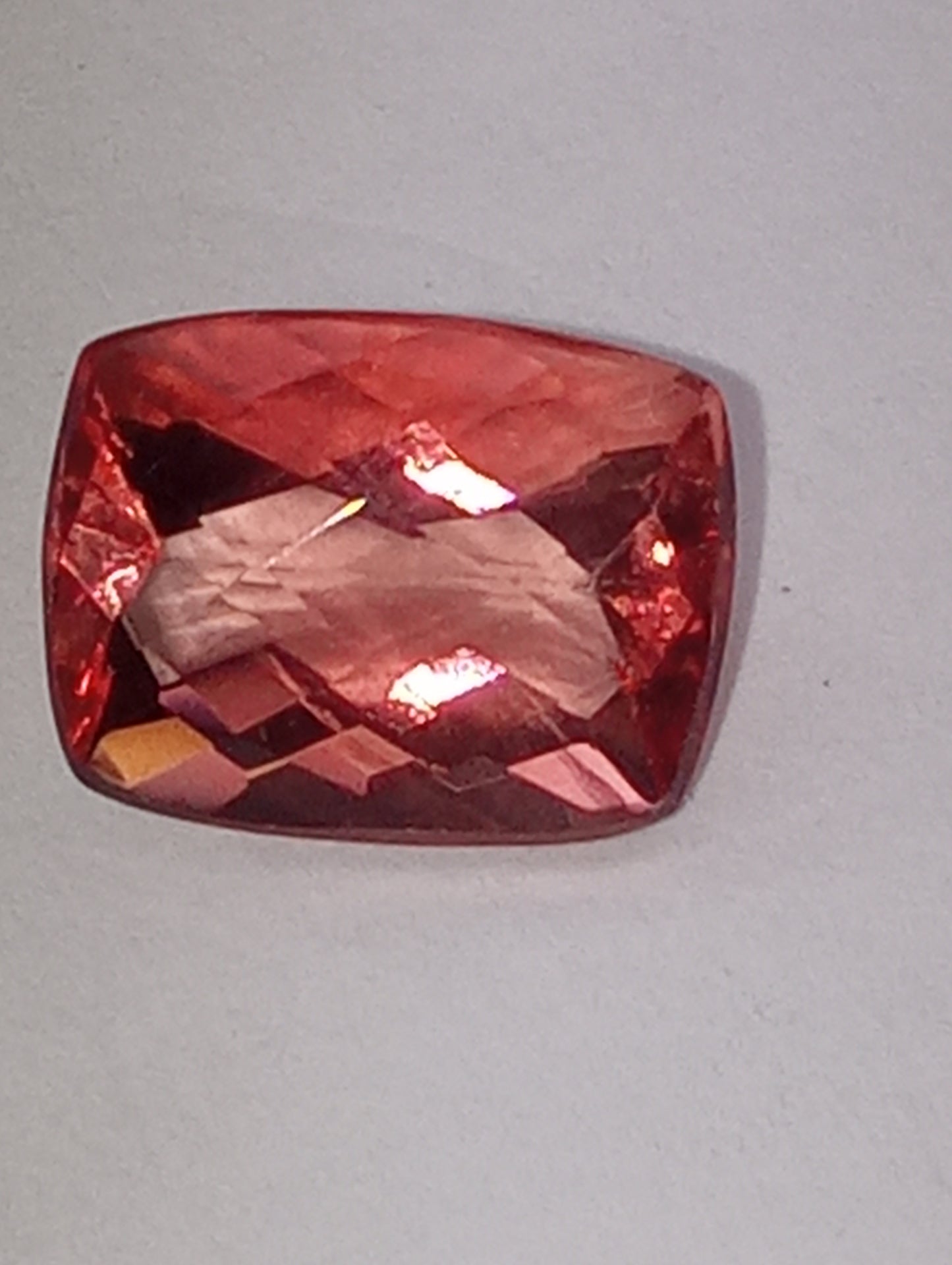 fluorite gemstone red, 10mmx8mm cushion cut, 3.26ct