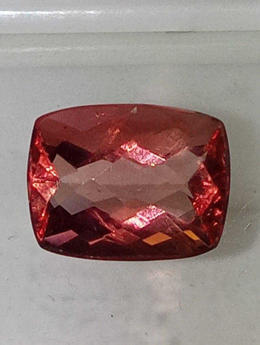 fluorite gemstone red, 10mmx8mm cushion cut, 3.26ct