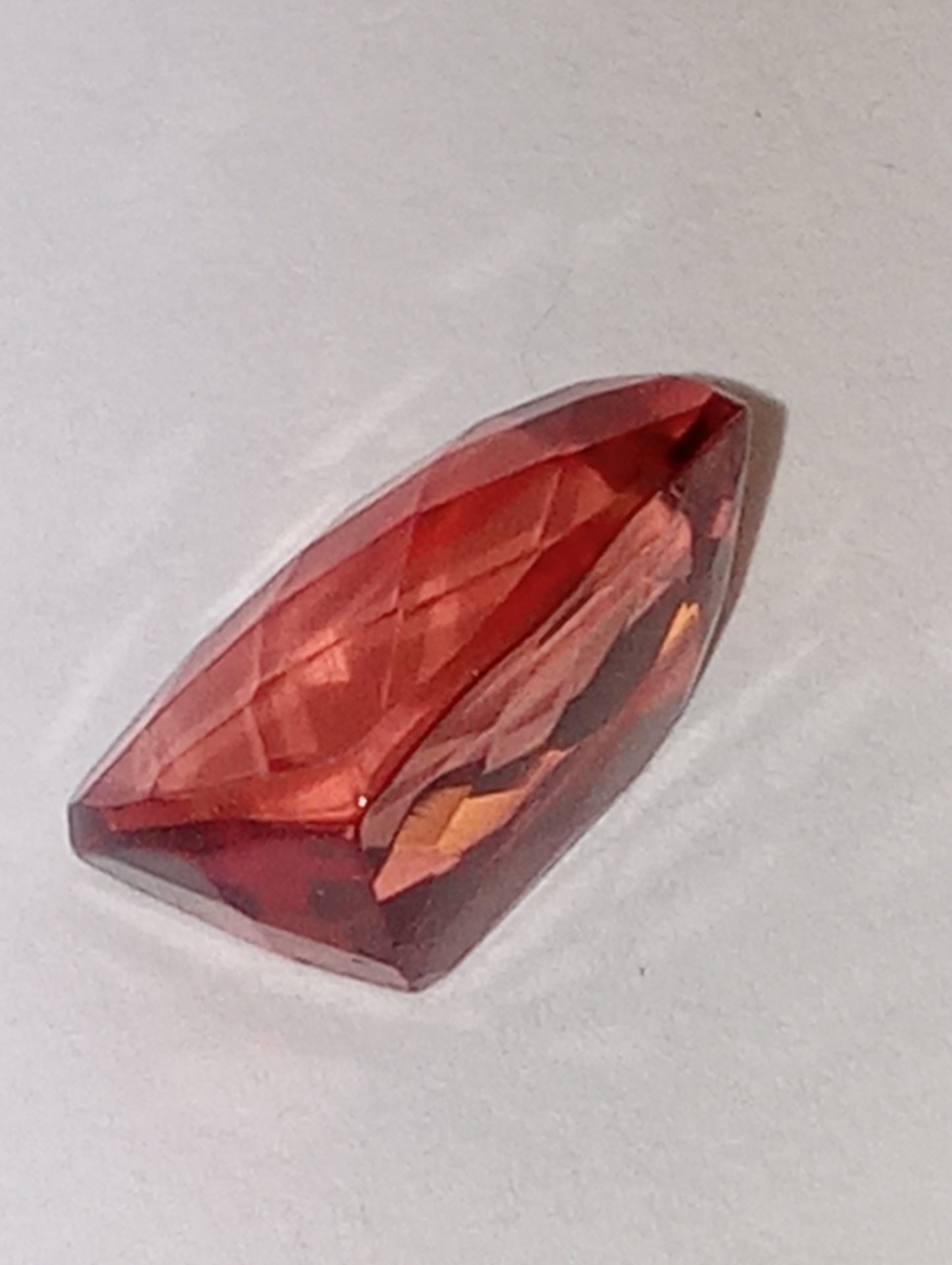 fluorite gemstone, red, 11mmx8.5mm cushion cut, 4.46ct