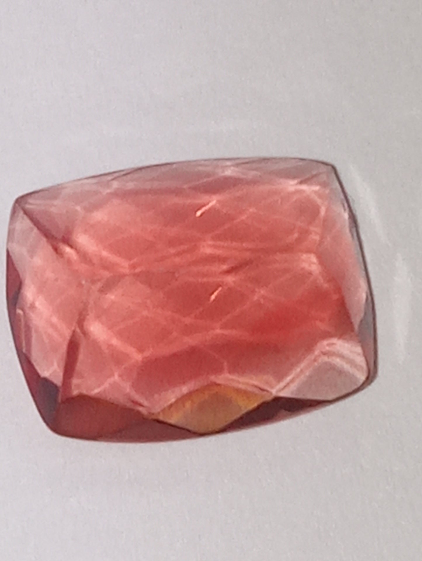 fluorite gemstone, red, 11mmx8.5mm cushion cut, 4.46ct