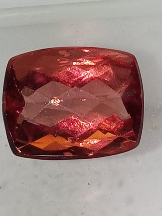fluorite gemstone, red, 11mmx8.5mm cushion cut, 4.46ct