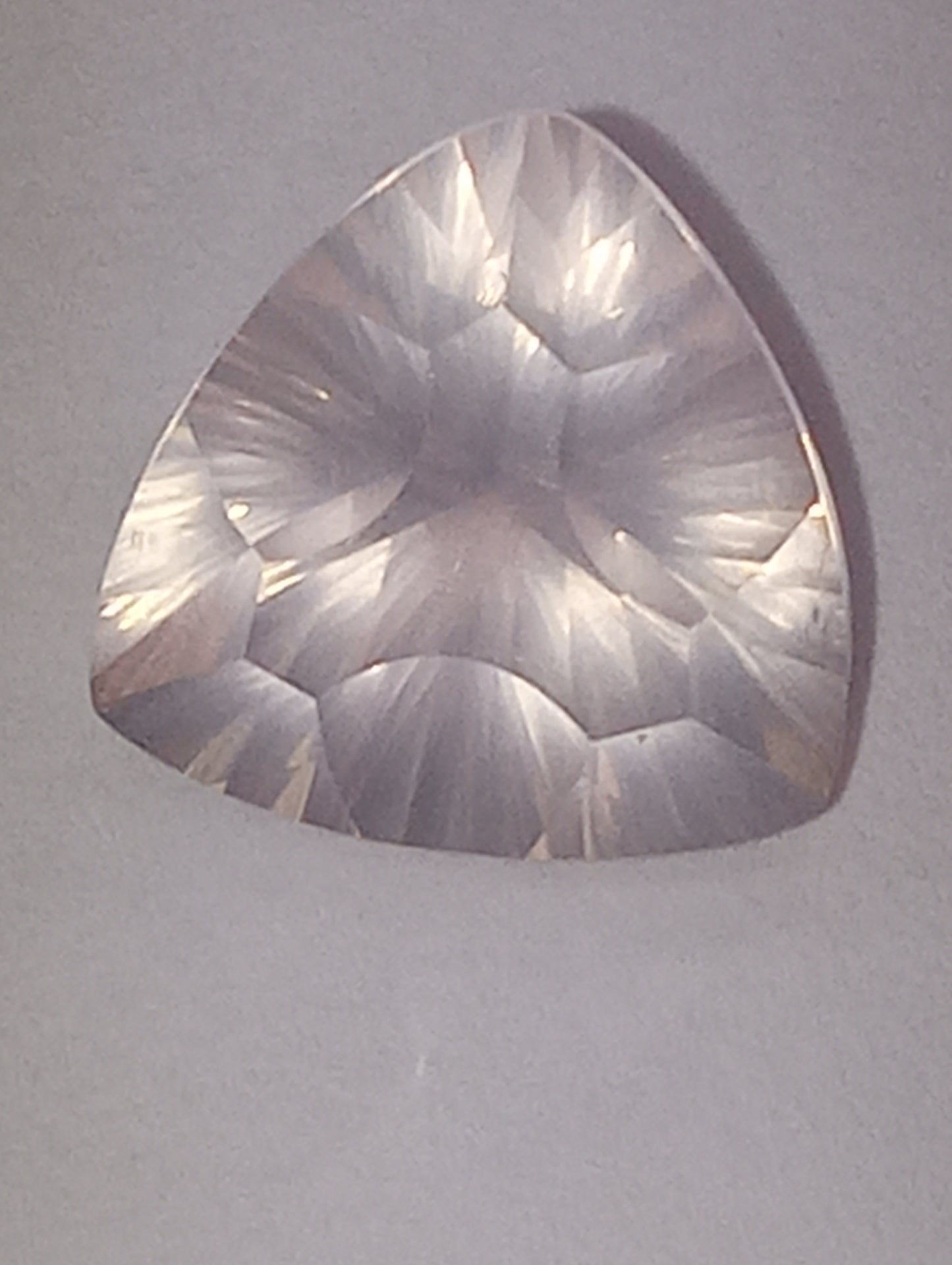quartz gemstone rose, 10mm trillion cut, 2.98ct