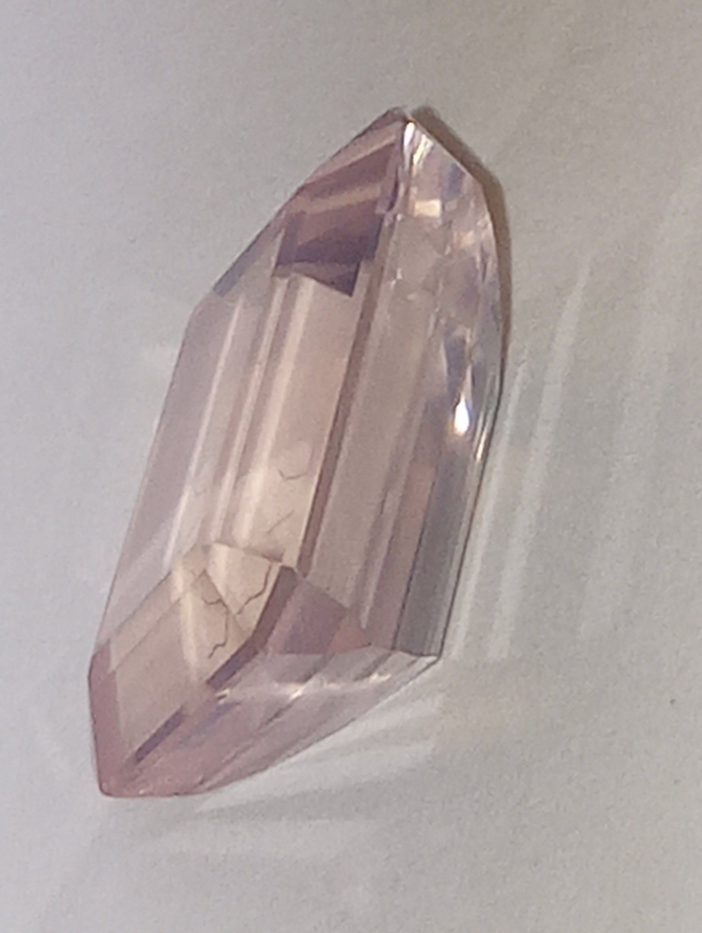 quartz gemstone rose, 16mmx12mm emerald cut, 10.90ct
