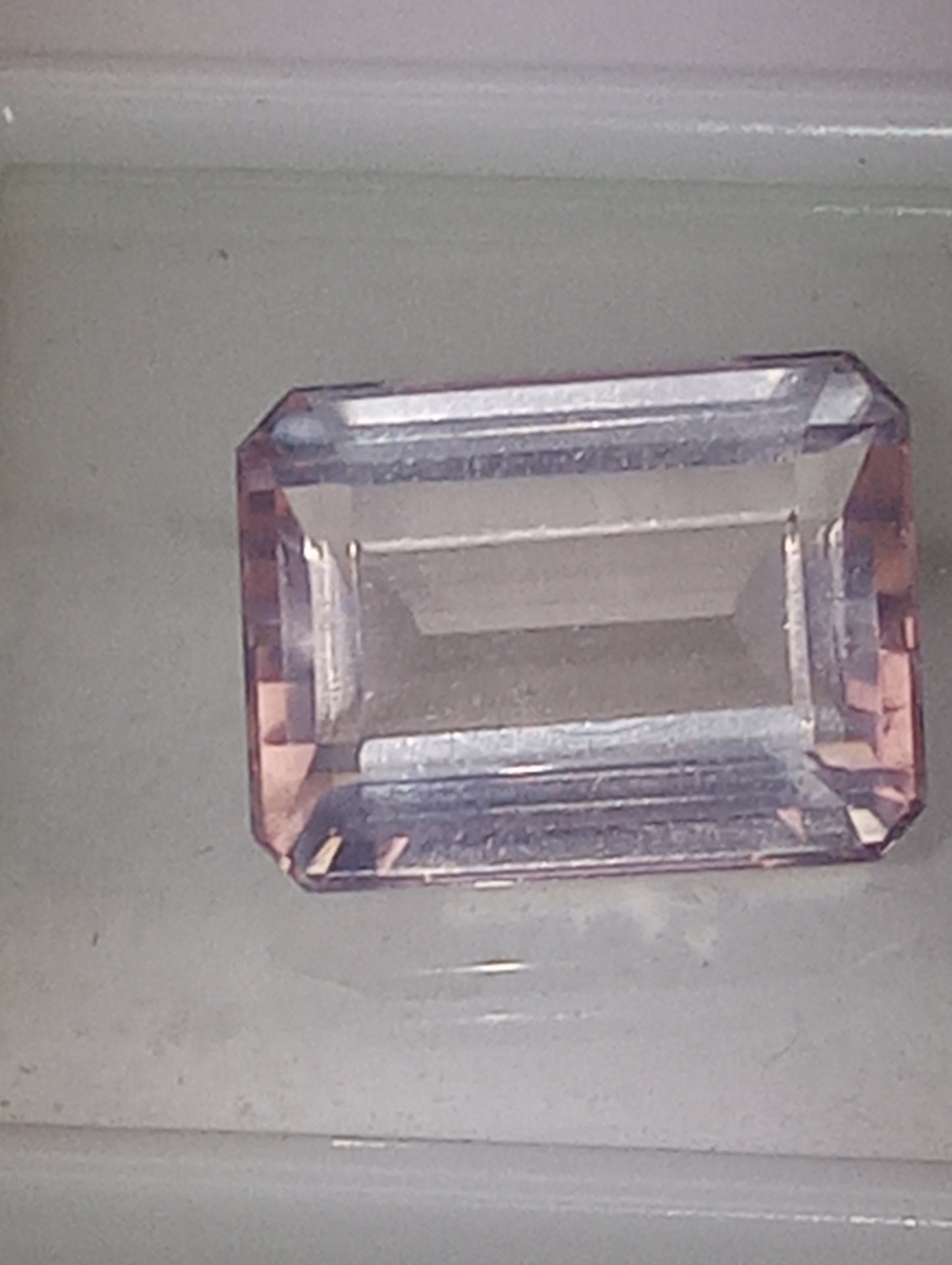 quartz gemstone rose, 16mmx12mm emerald cut, 10.90ct