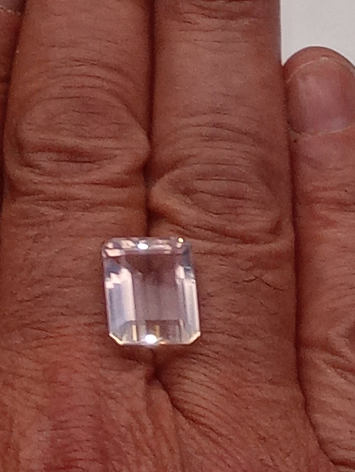 quartz gemstone rose, 16mmx12mm emerald cut, 10.90ct