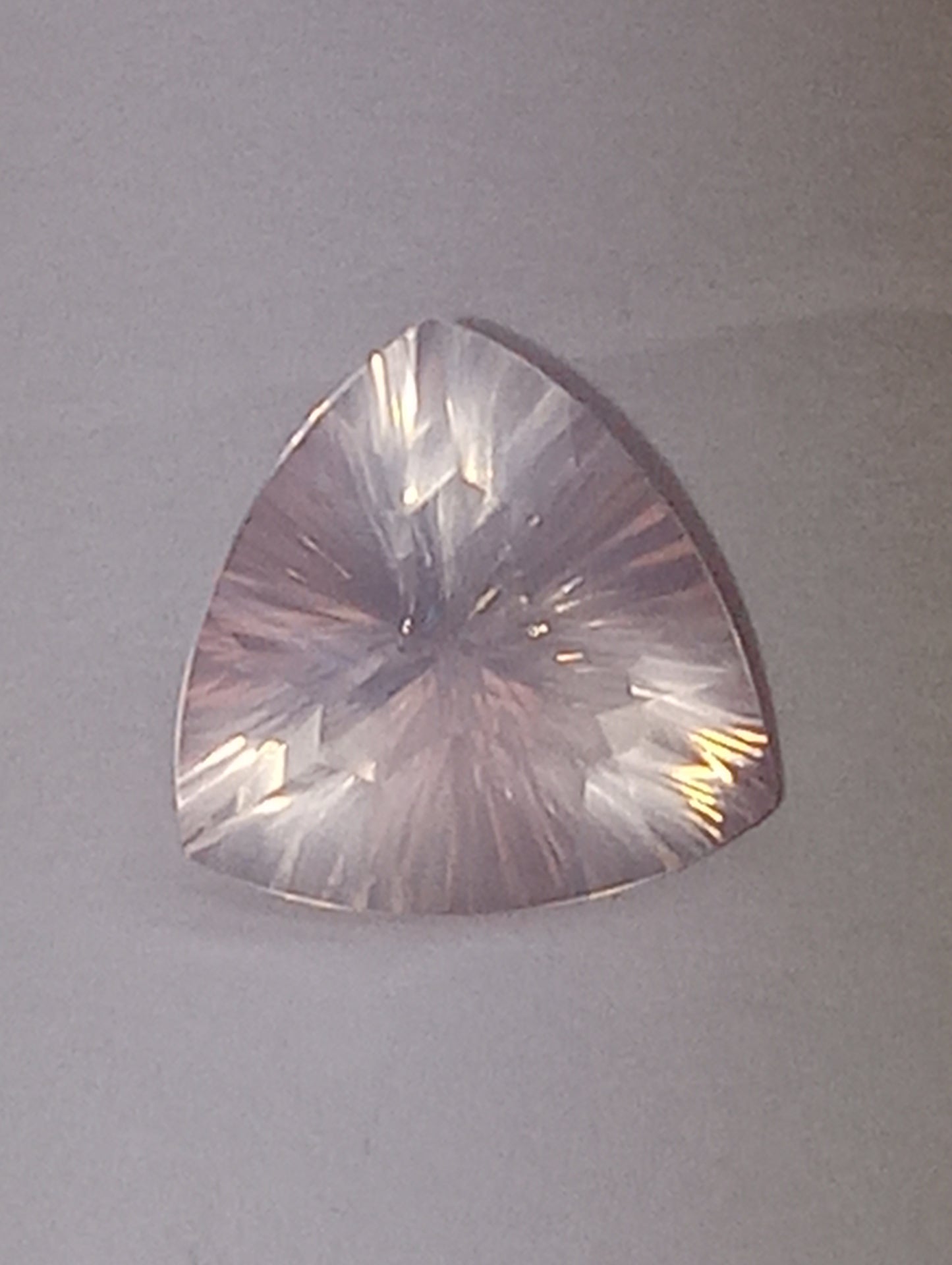 quartz gemstone rose, 10mm trillion cut, 2.69ct