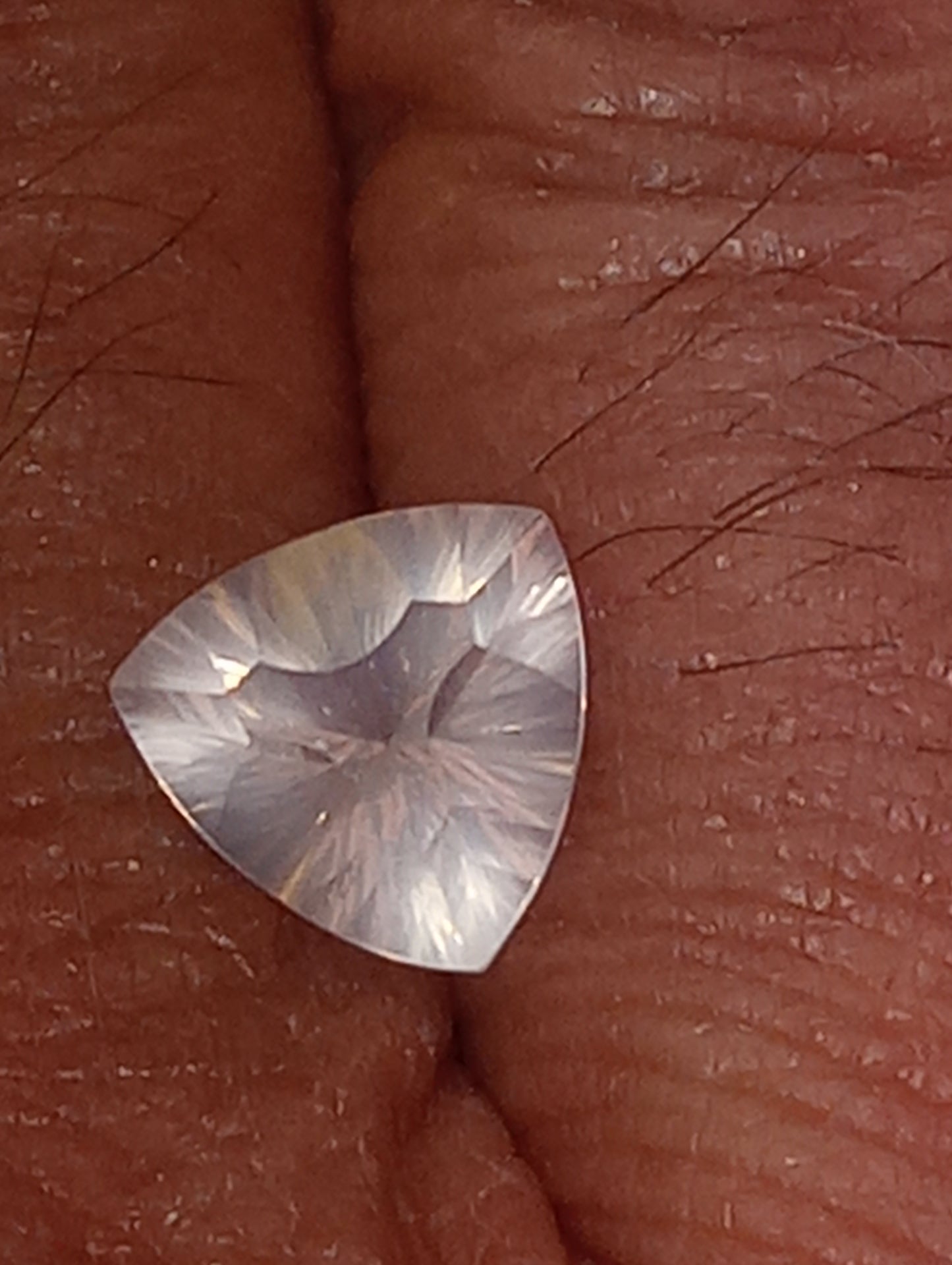 quartz gemstone rose, 10mm trillion cut, 2.69ct