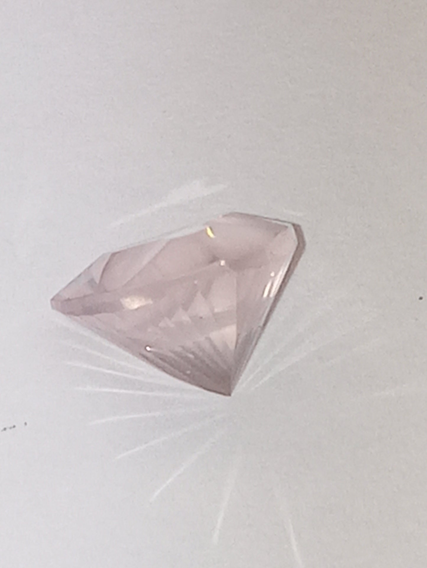 quartz gemstone rose, 10mm trillion quantum cut, 2.96ct