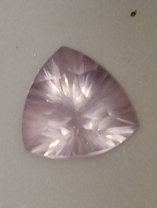 quartz gemstone rose, 10mm trillion quantum cut, 2.96ct