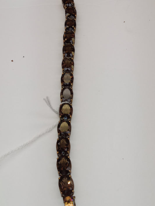 bracelet smokey quartz in 18kt over sterling silver, appx 68ctw
