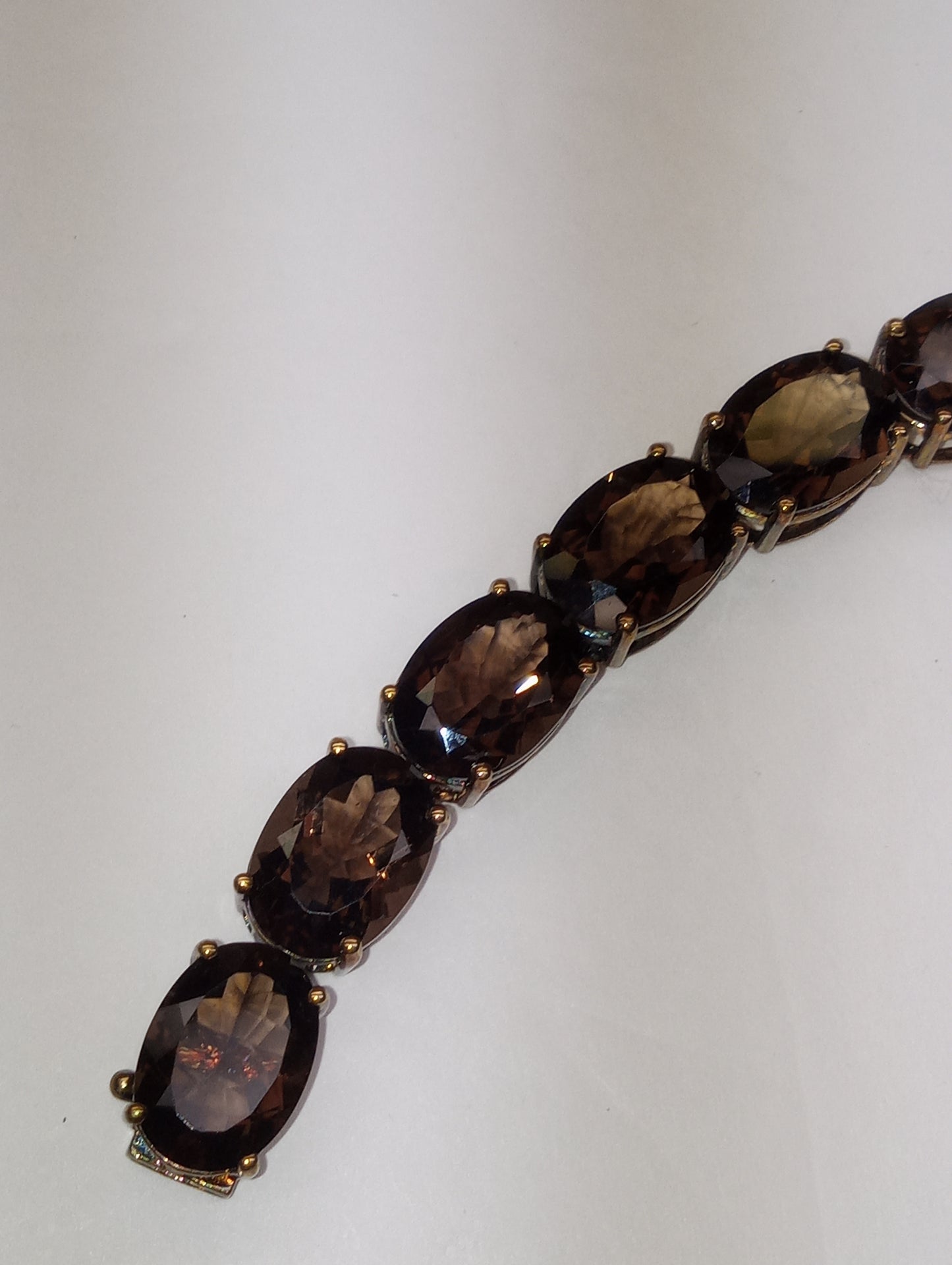 bracelet smokey quartz, 68ctw, 18k over sterling silver