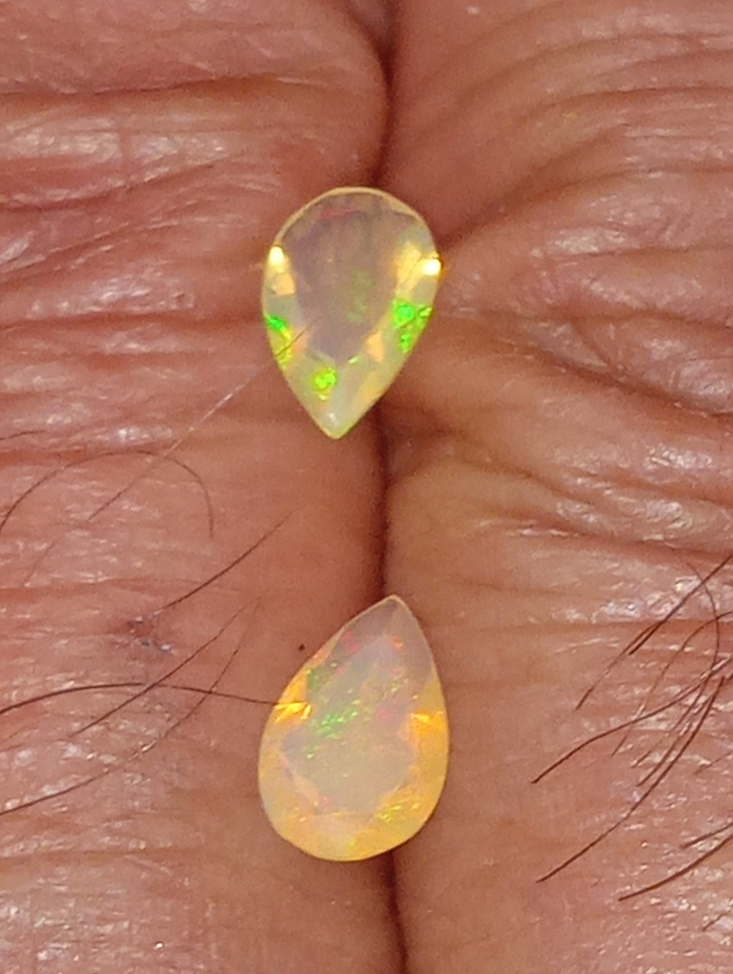 opal gemstone Ethiopian, 8mmx5mm pear cuts, 2 stones, .80ctw