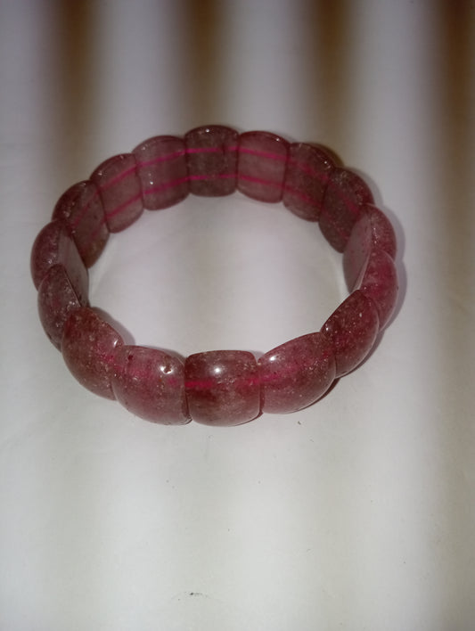 bracelet Strawberry quartz, stretch, 291.50ctw