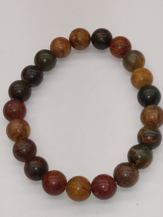 bracelet Picasso Jasper, stretch beaded, 7.25inches, 140.90ctw