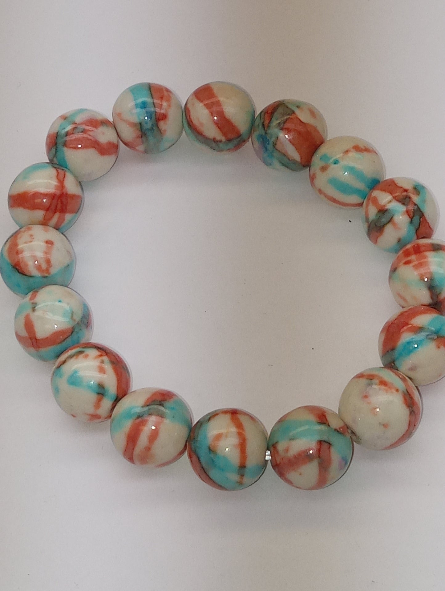 bracelet turquoise lined agate, beaded, stretch, 170.00ctw