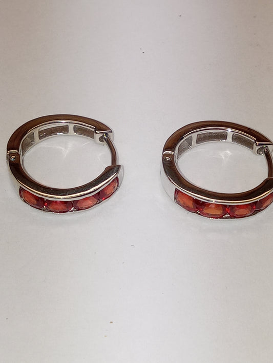 earrings orange sapphire hoops in platinum over sterling silver, 2.00ctw