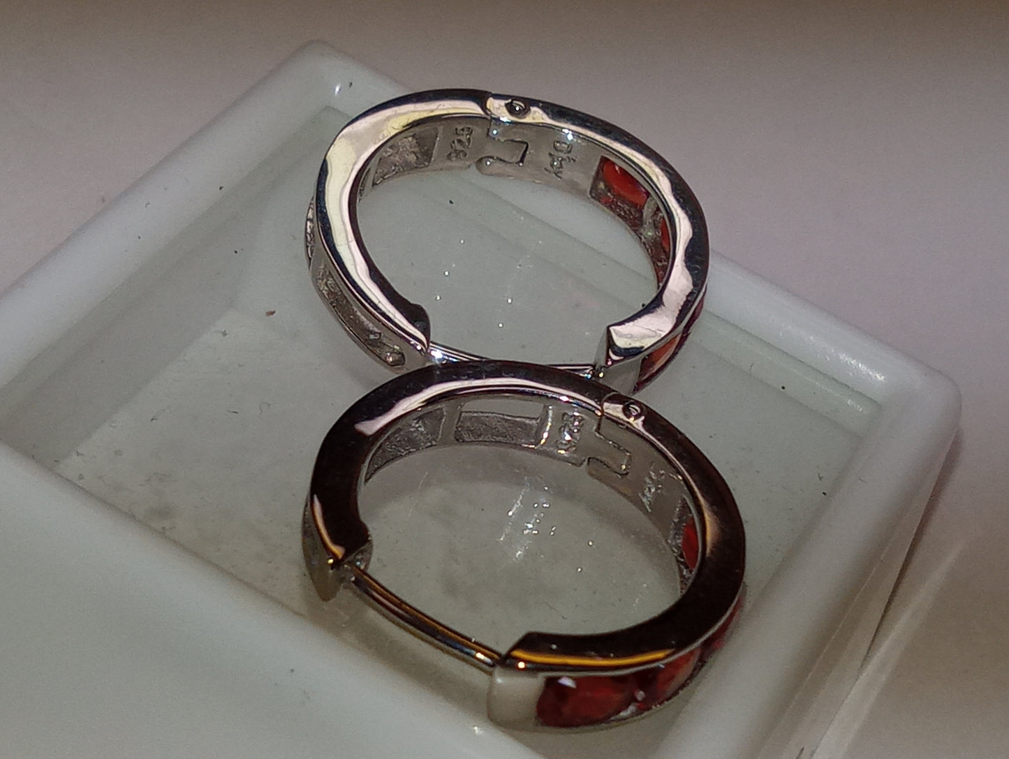 earrings orange sapphire hoops in platinum over sterling silver, 2.00ctw