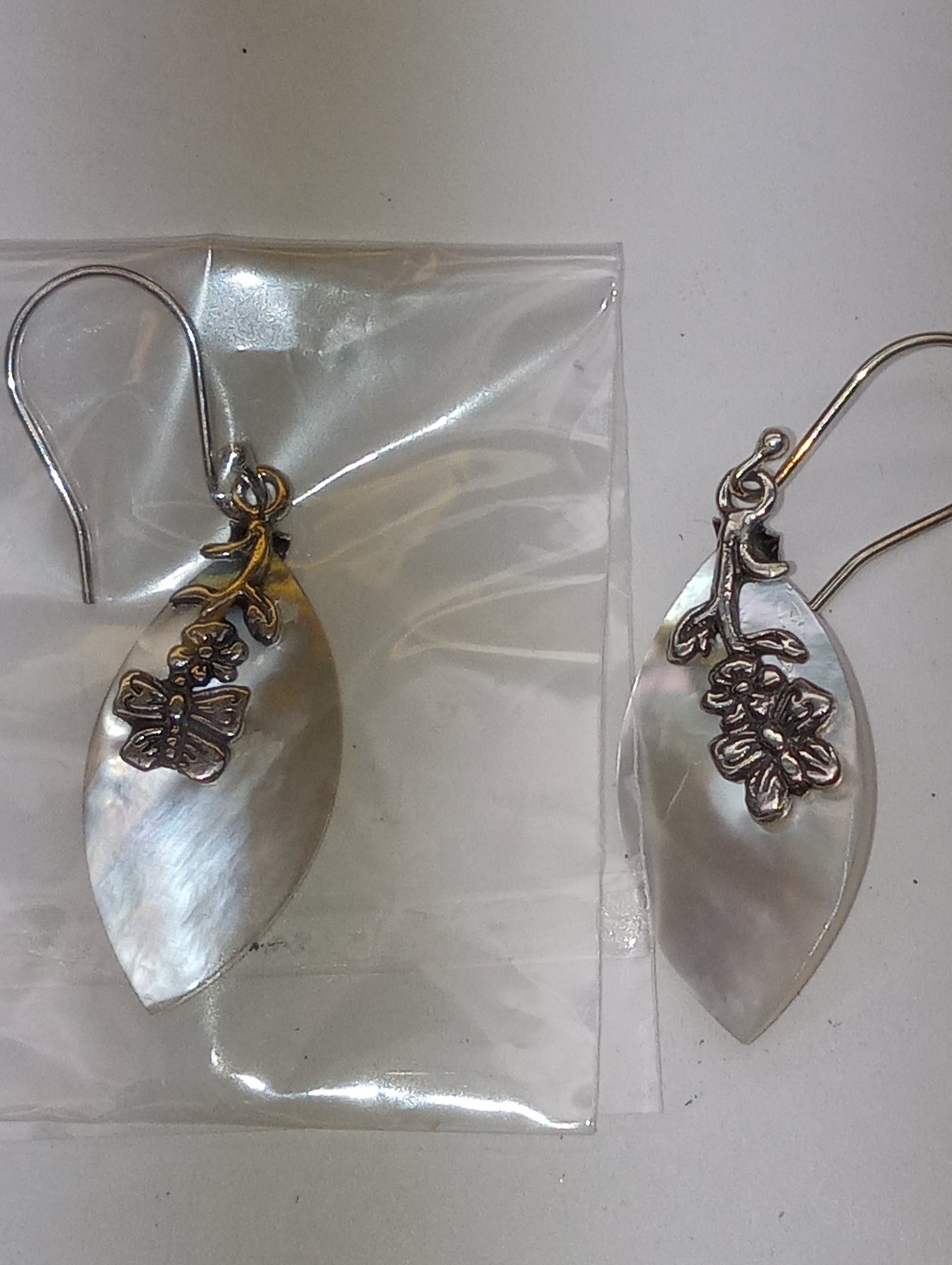 earrings  Mother of Pearl butterfly in sterling silver