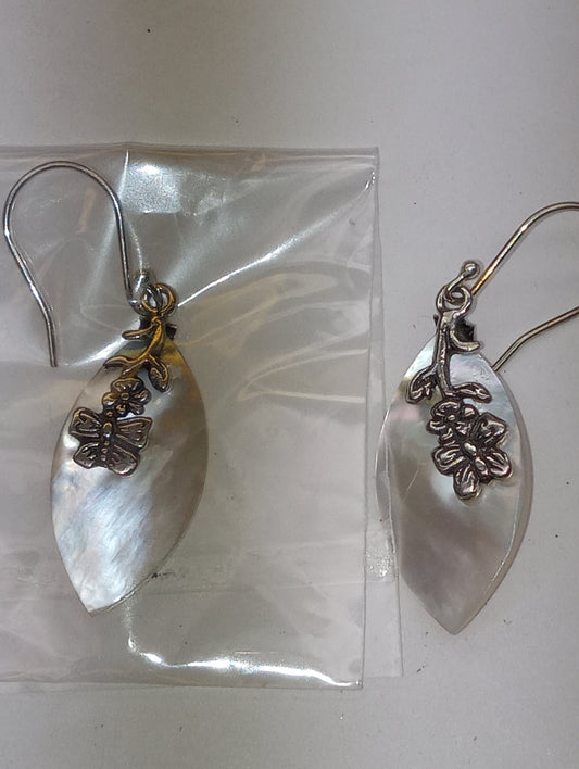 earrings  Mother of Pearl butterfly in sterling silver