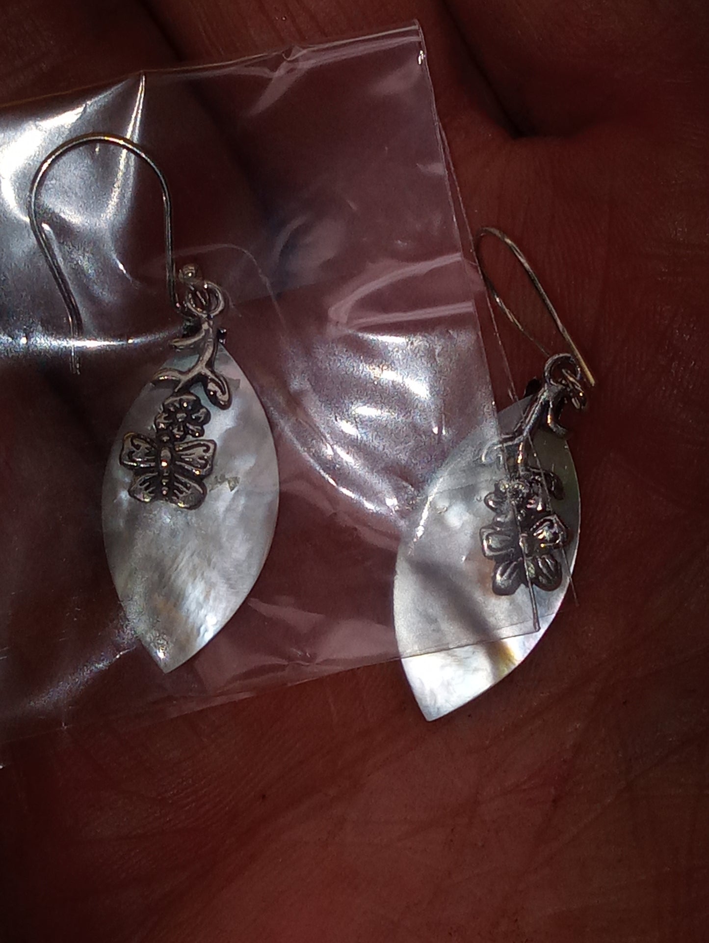 earrings  Mother of Pearl butterfly in sterling silver