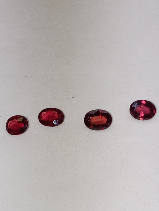 ruby gemstones African, 4mmx3mm oval cuts, .69ctw, 4 stones