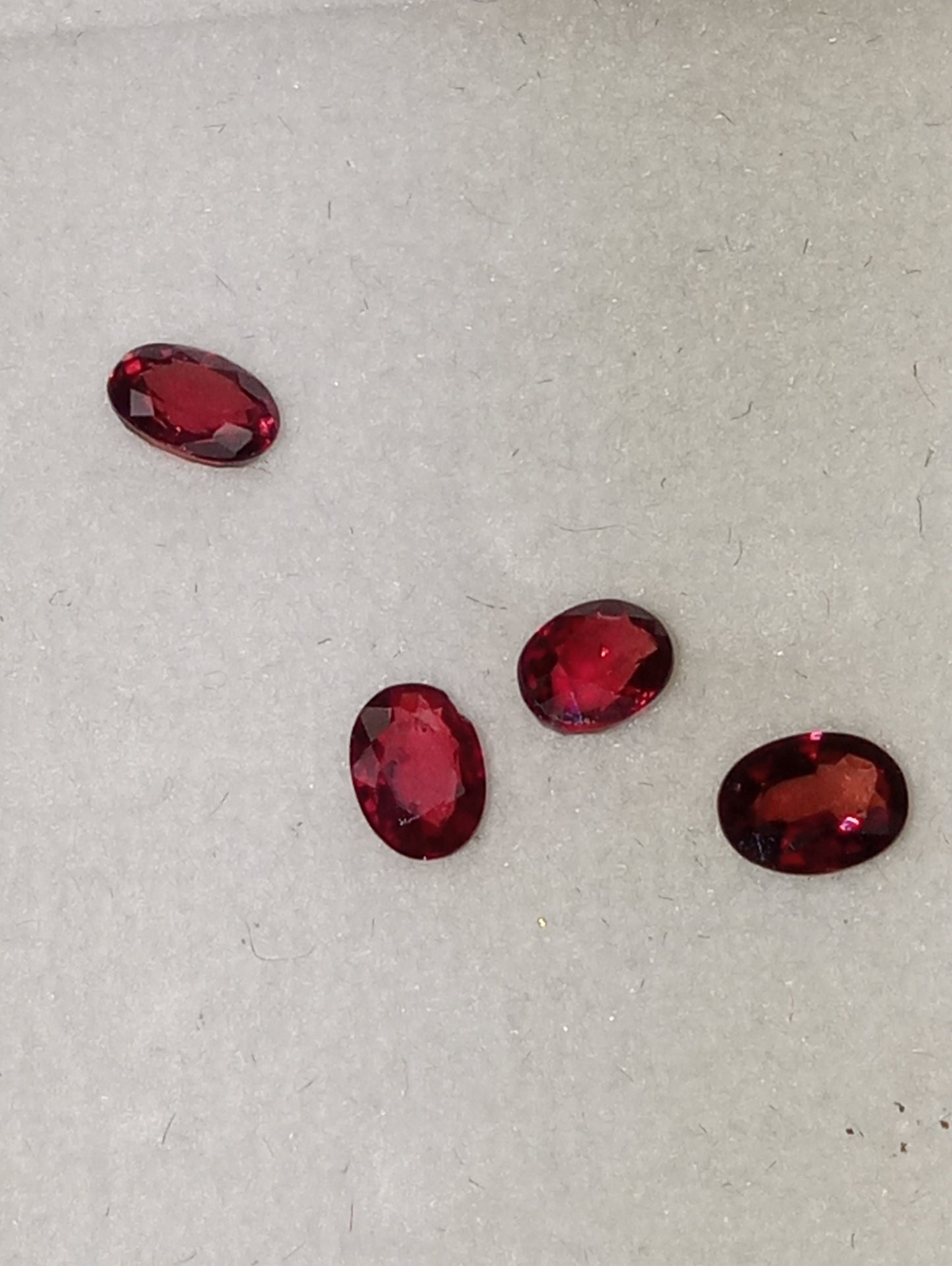 ruby gemstones African, 4mmx3mm oval cuts, .69ctw, 4 stones
