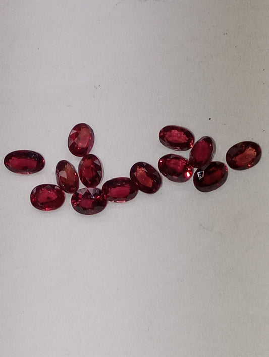 ruby gemstones African, 4mmx3mm oval cuts, 3.13ctw, 13 stones