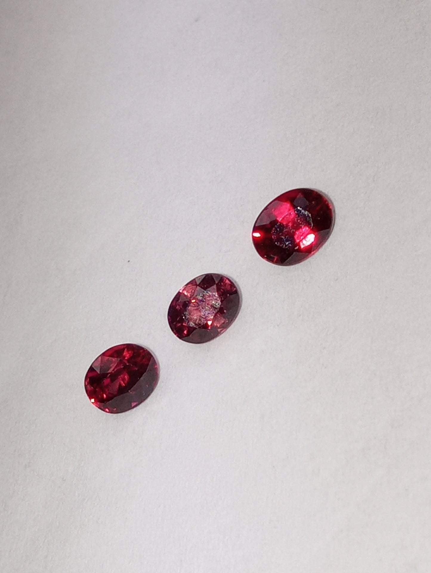 ruby gemstones African, 4mmx3mm oval cuts, .96ctw, 3 stones