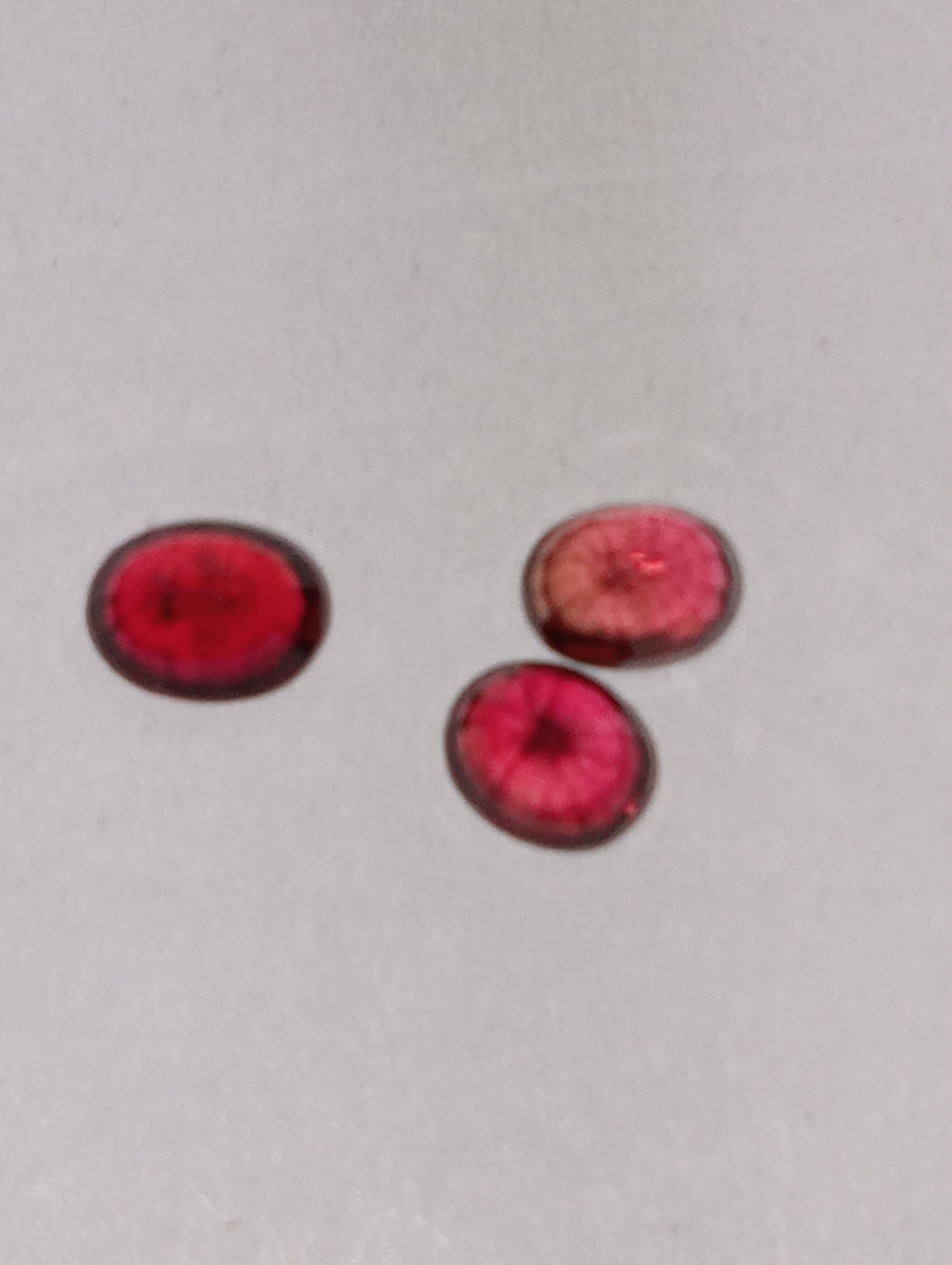 ruby gemstones African, 4mmx3mm oval cuts, .96ctw, 3 stones