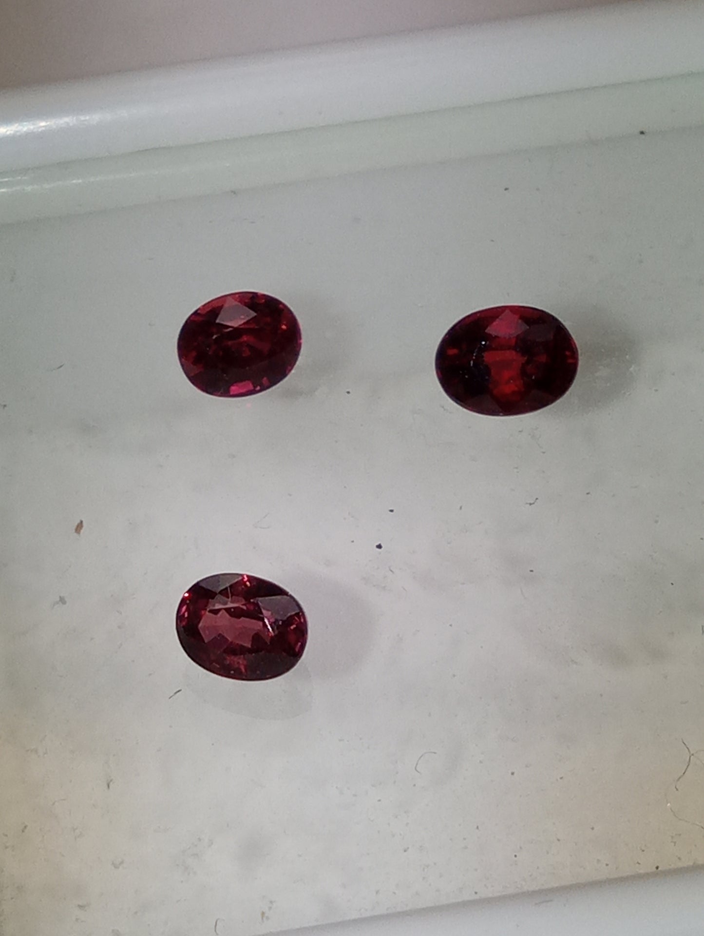 ruby gemstones African, 4mmx3mm oval cuts, .96ctw, 3 stones