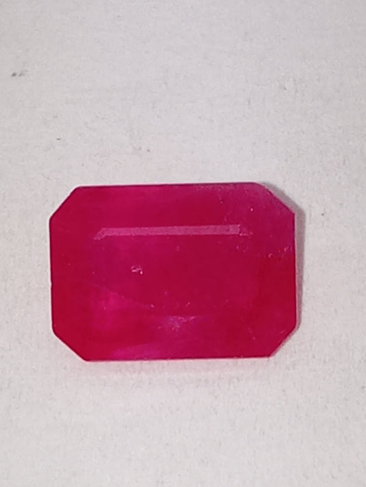 ruby gemstone Burma, 7mmx5mm emerald cut, 1.03ct
