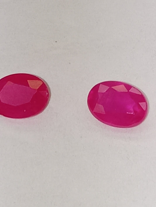ruby gemstones Serengetti, 7mmx5mm oval cuts, 2.18ctw, 2 stones