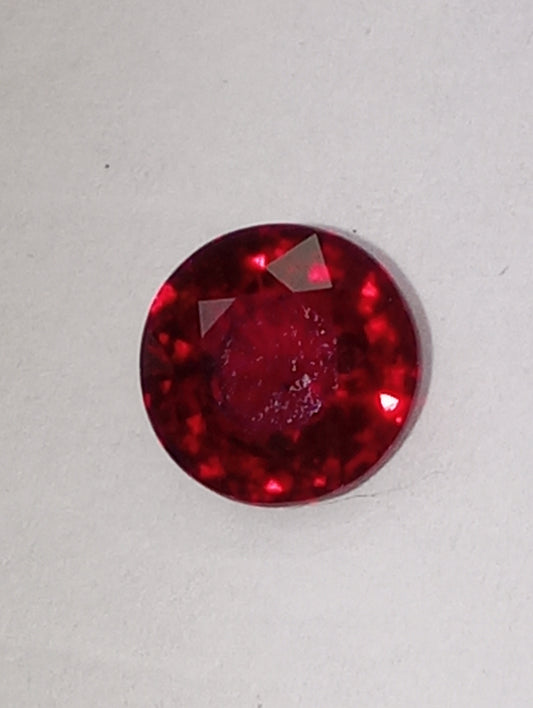 ruby gemstone Madagascar, 6.2mm round cut, 1.11ct, AAAA