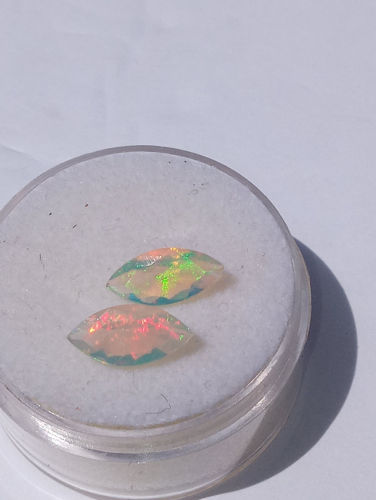 opal gemstones Ethiopian, faceted 10mmx5mm marquise cut, 1.18ctw, 2 stones
