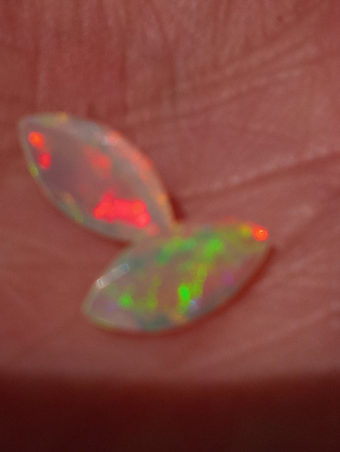 opal gemstones Ethiopian, faceted 10mmx5mm marquise cut, 1.18ctw, 2 stones
