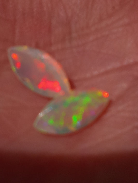 opal gemstones Ethiopian, faceted 10mmx5mm marquise cut, 1.18ctw, 2 stones