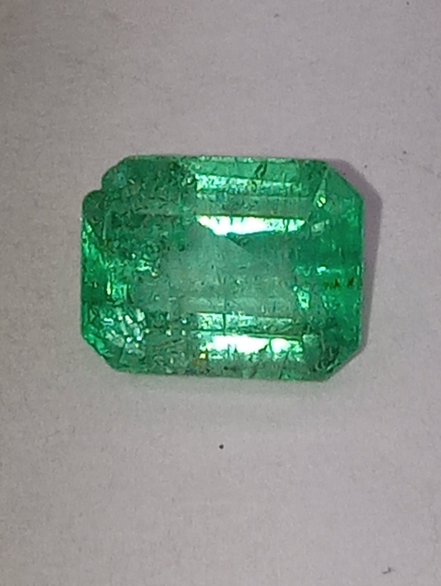 emerald gemstone Colombian, 7.5mmx6mm emerald cut, 1.52ct