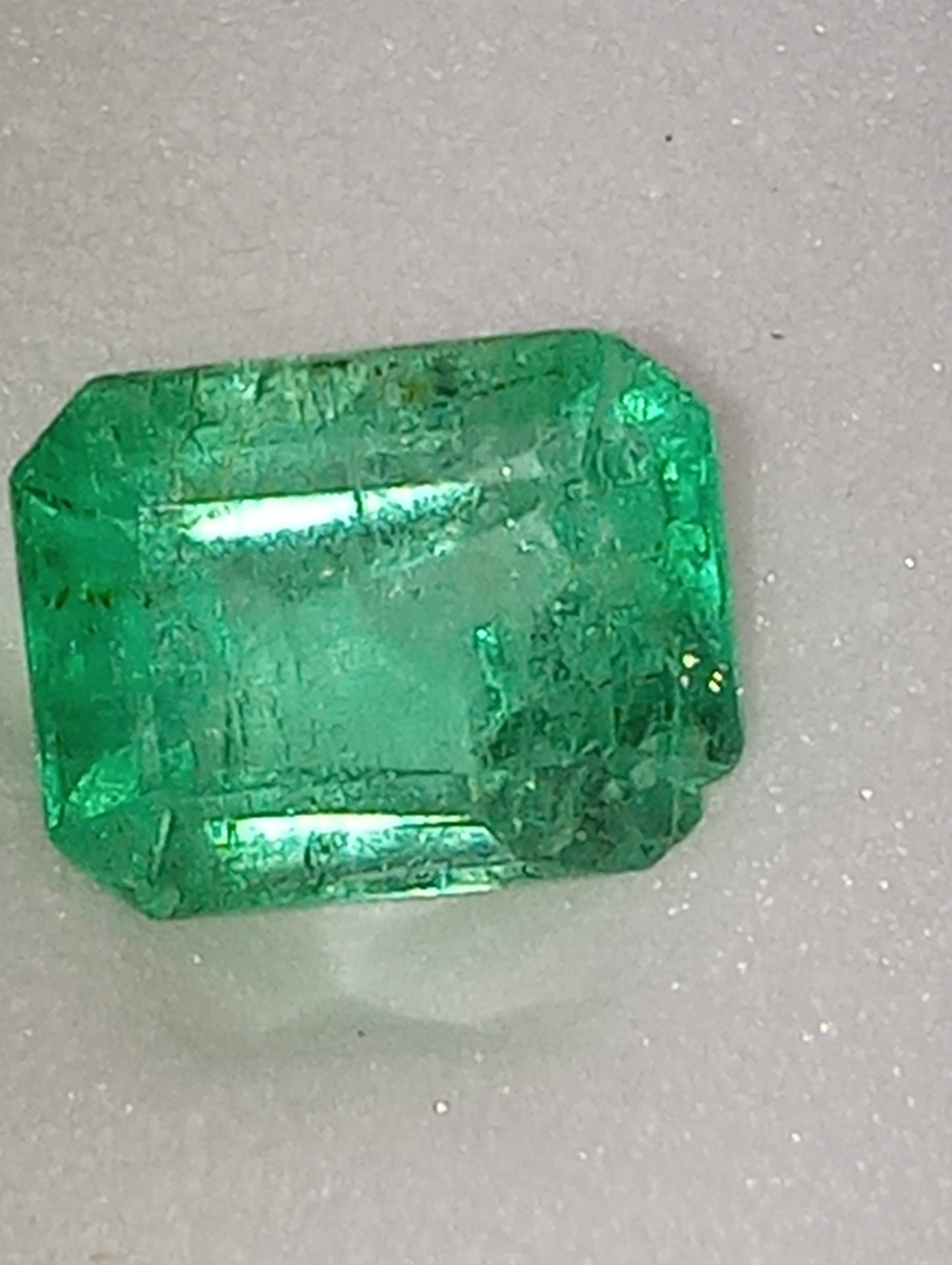 emerald gemstone Colombian, 7.5mmx6mm emerald cut, 1.52ct