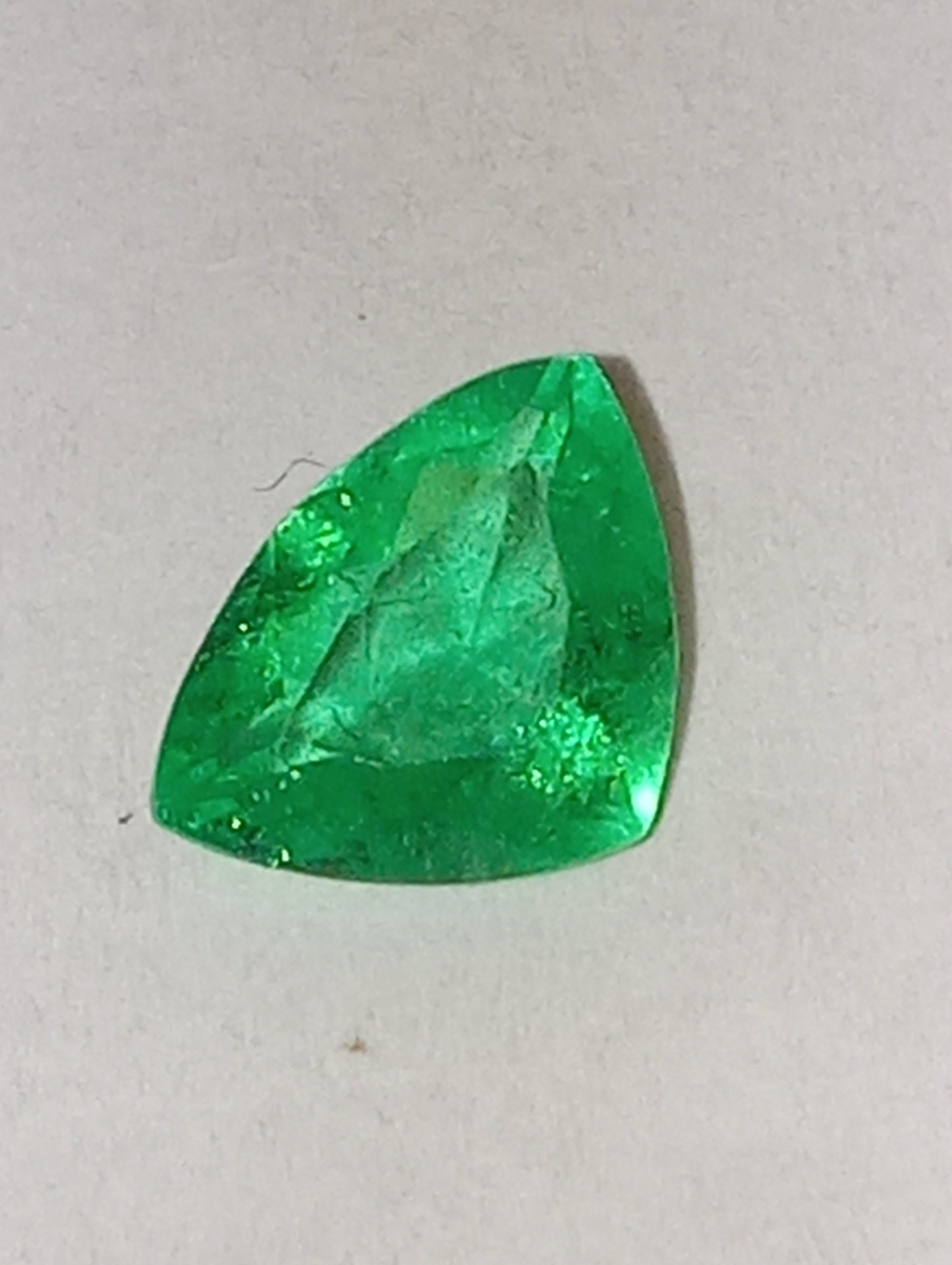 emerald gemstone Colombian, .57ct fancy trillion cut