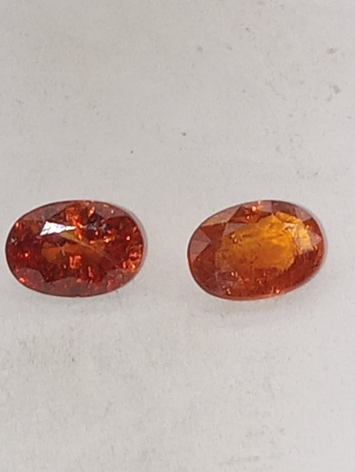 garnet gemstone mandarin spessartite, 7mmx5mm oval cuts, 2 stones, 2.18ctw