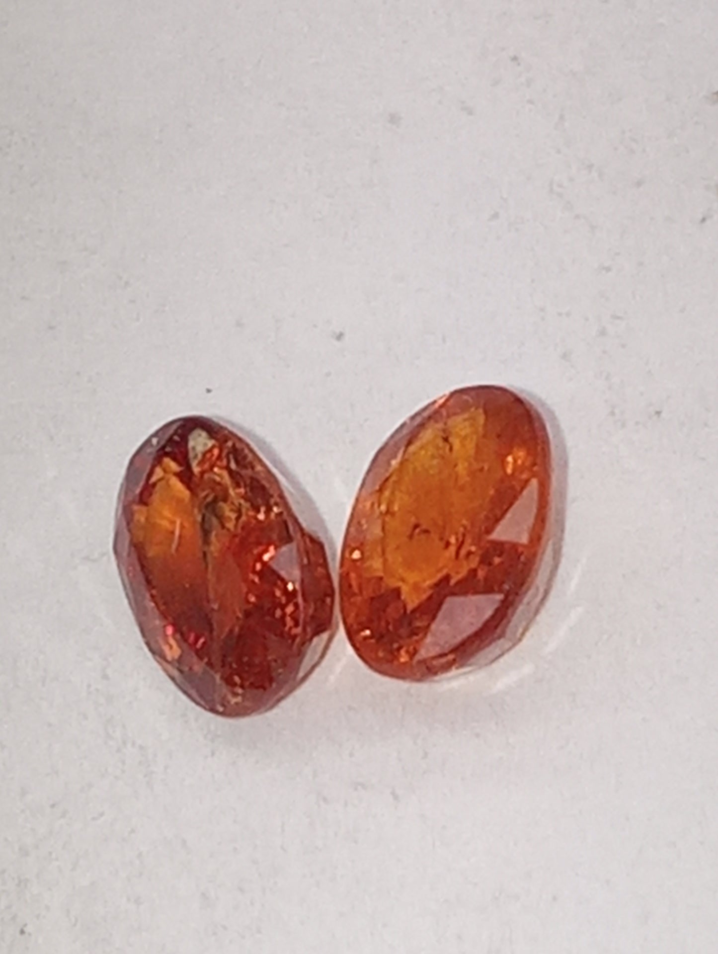 garnet gemstone mandarin spessartite, 7mmx5mm oval cuts, 2 stones, 2.18ctw