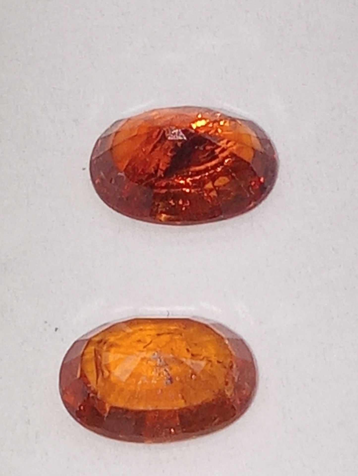 garnet gemstone mandarin spessartite, 7mmx5mm oval cuts, 2 stones, 2.18ctw