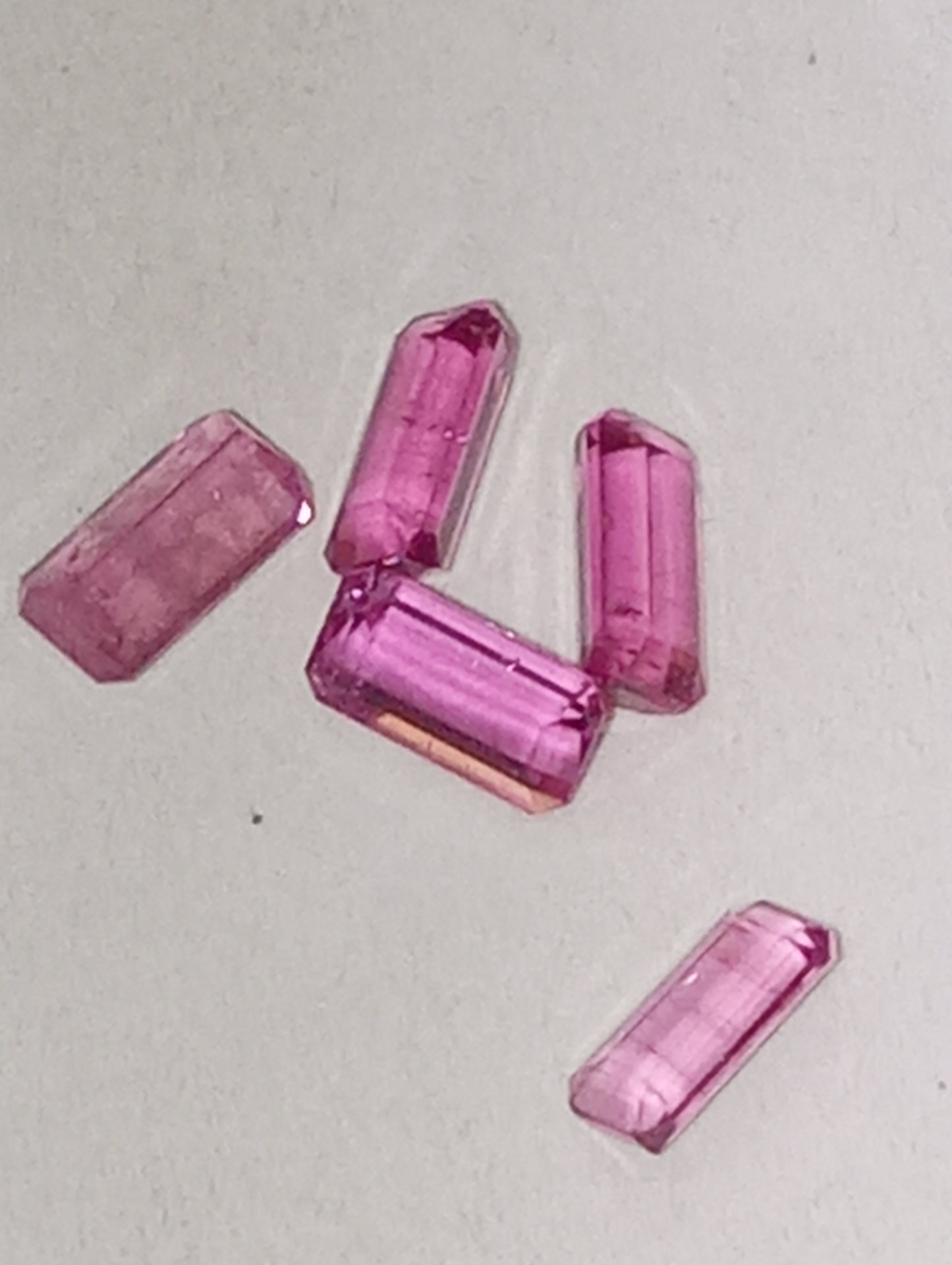 tourmaline gemstones pink, 4mmx2mm emerald cuts, 5 stones, .63ctw
