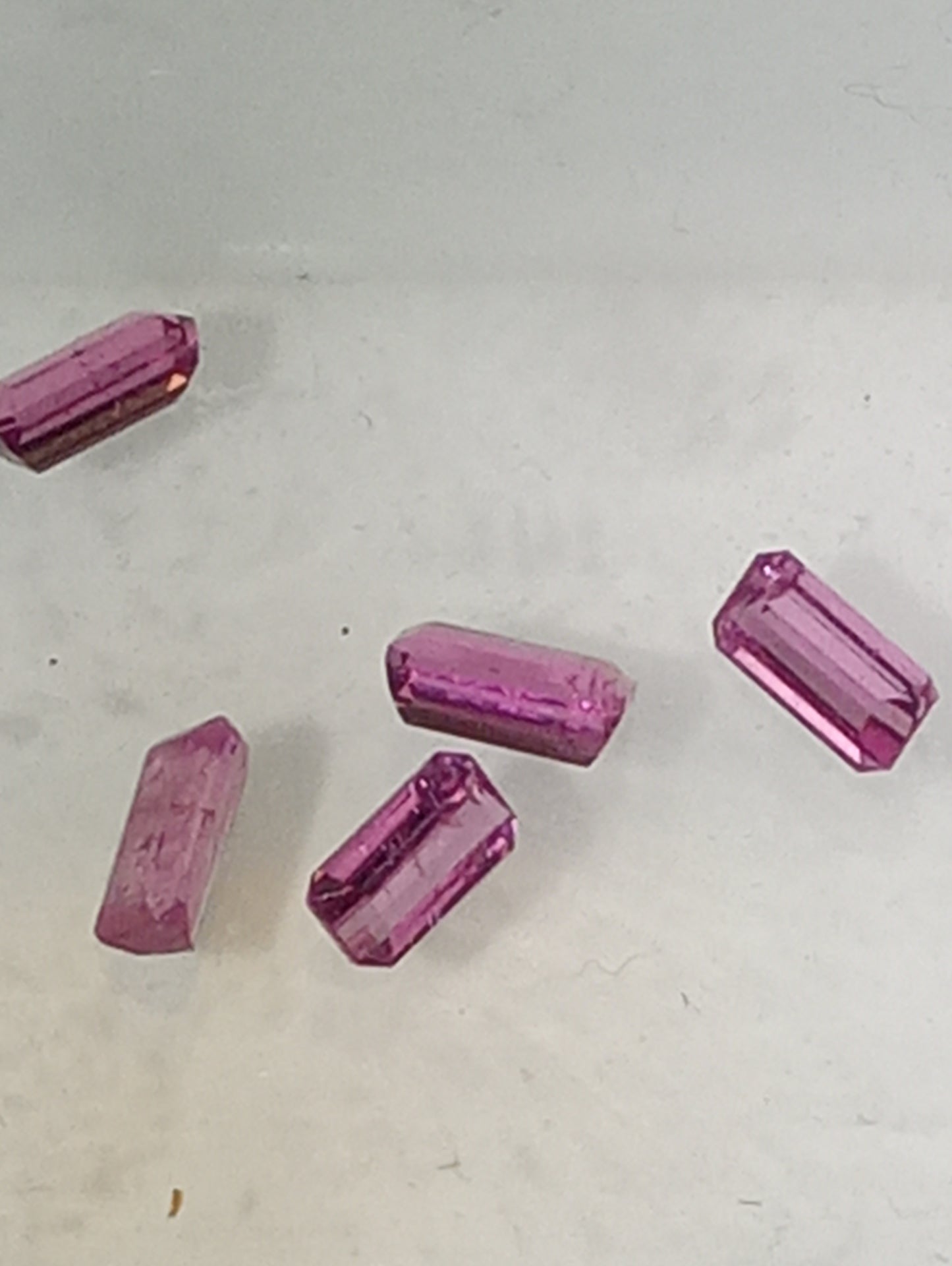 tourmaline gemstones pink, 4mmx2mm emerald cuts, 5 stones, .63ctw