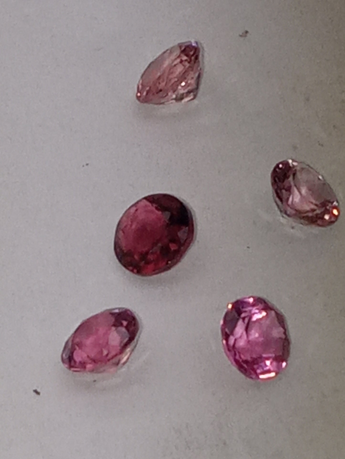 tourmaline gemstones pink, 5mm round cuts, 5 stones, 2.28ctw