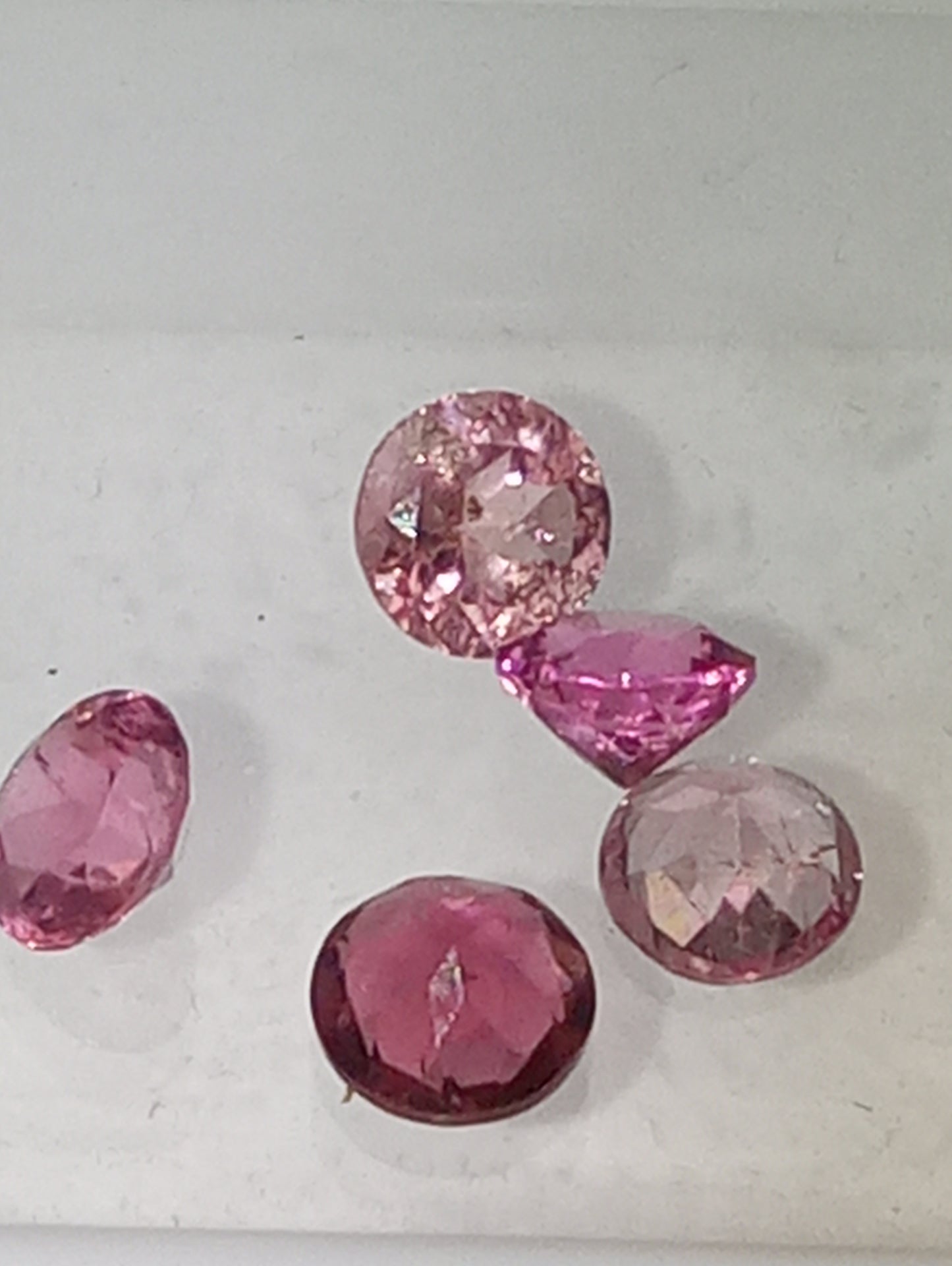 tourmaline gemstones pink, 5mm round cuts, 5 stones, 2.28ctw