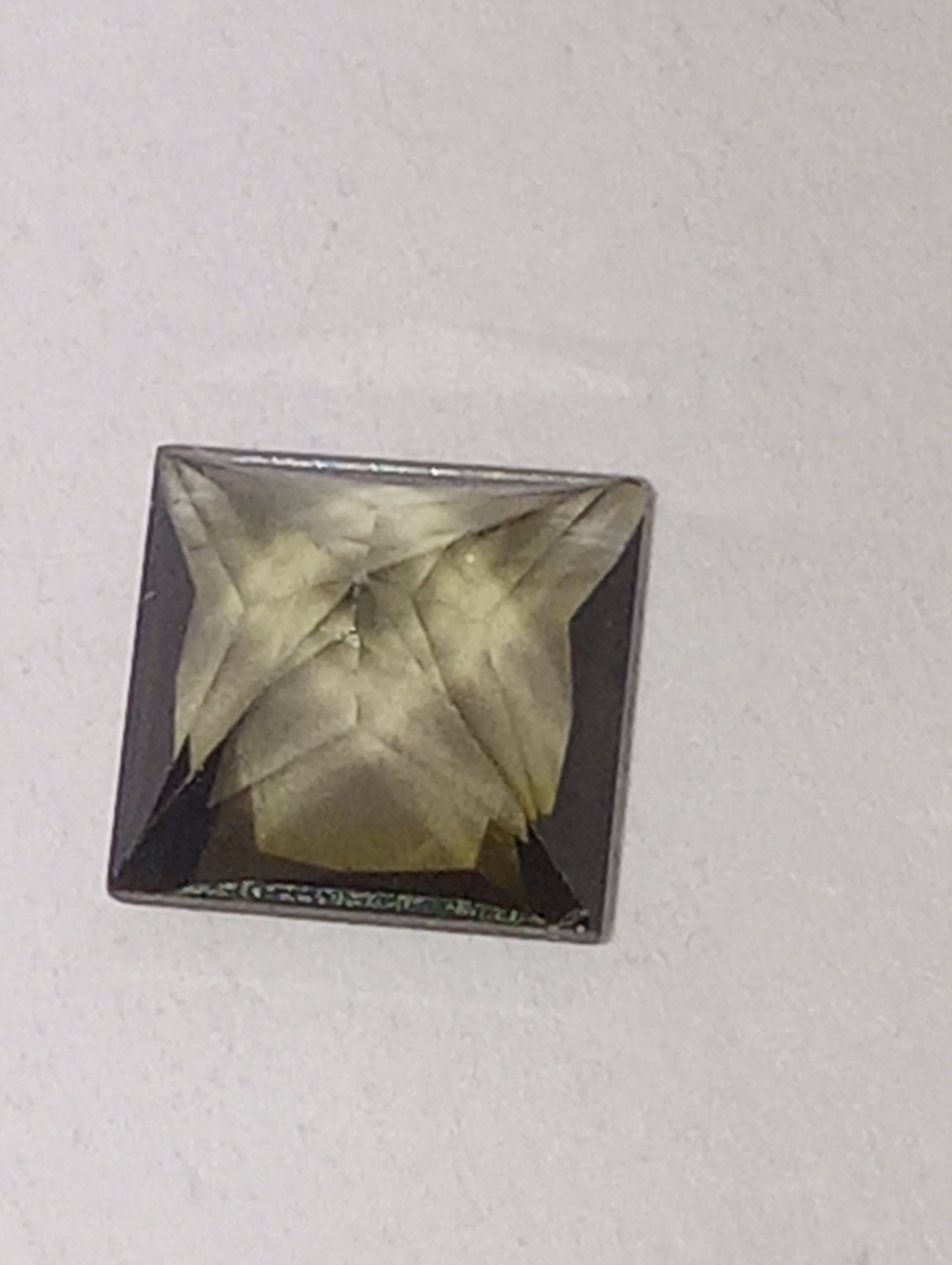 tourmaline gemstone, olive green, 6mmx6mm princess cut, 1.20ct